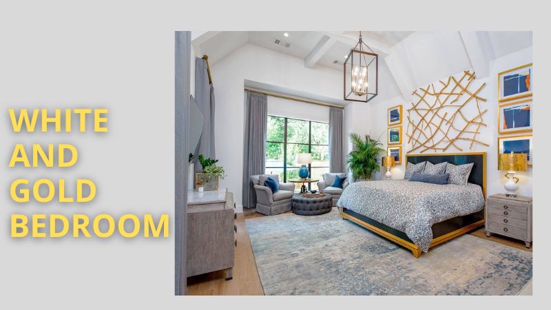 white and gold bedroom