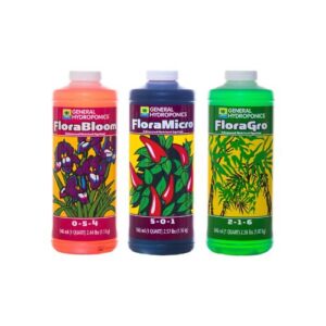 General Hydroponics FloraSeries Trial Pack – Hydroponic Nutrient Fertilizer System with FloraMicro, FloraBloom, and FloraGro (1 Quart)